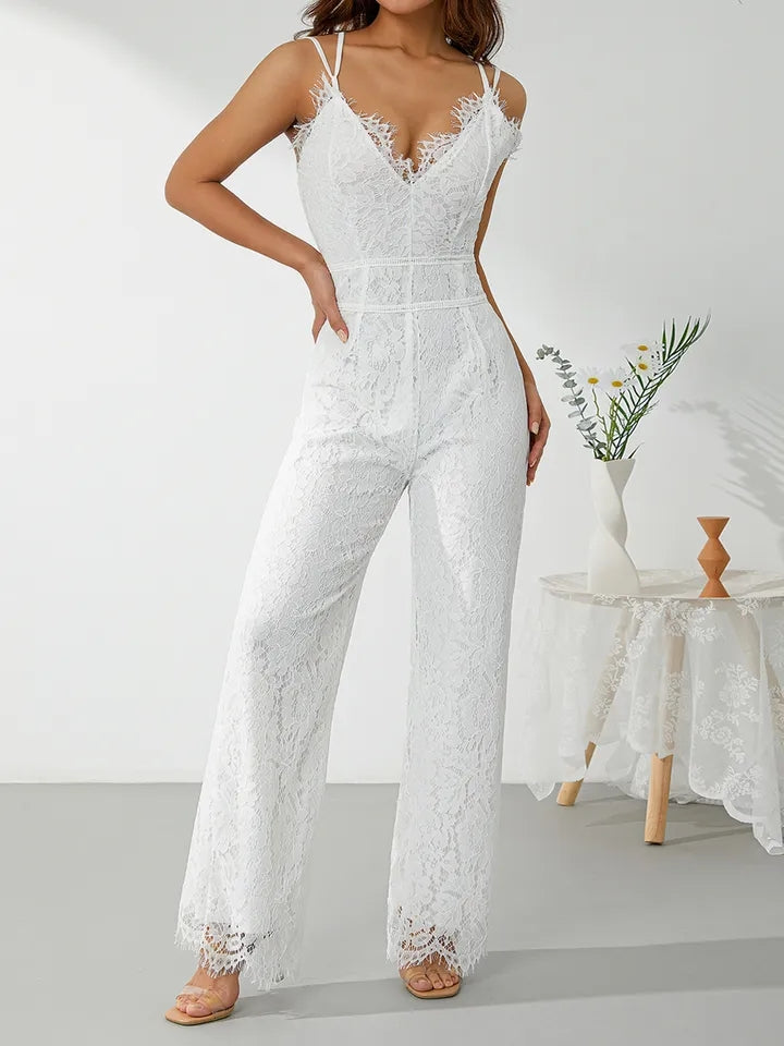 White jumpsuit clearance spaghetti strap